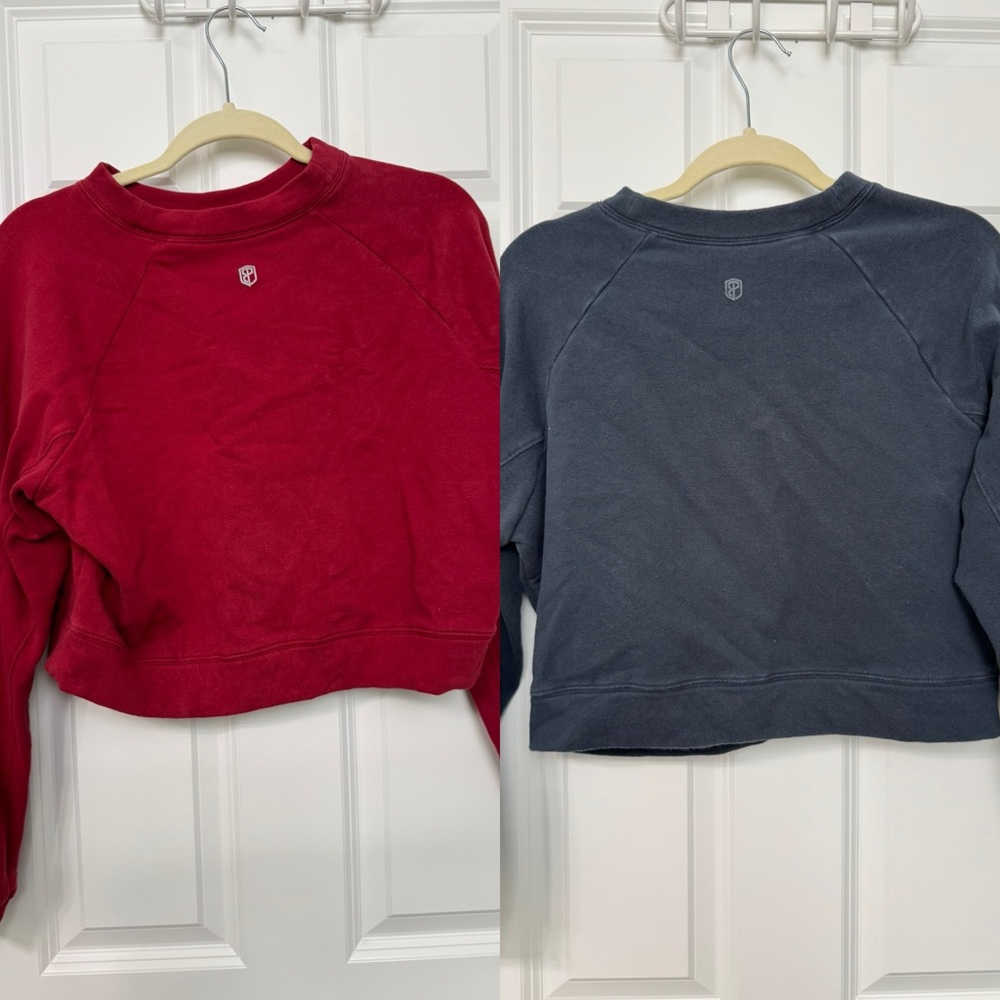 (2) Born Primitive Unmatched Cropped Crew Sweatshirts